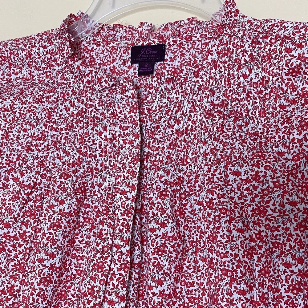 J. Crew Ditzy Floral Liberty Chamomile Print Shirt Blouse 2 Ruffle Cottagecore